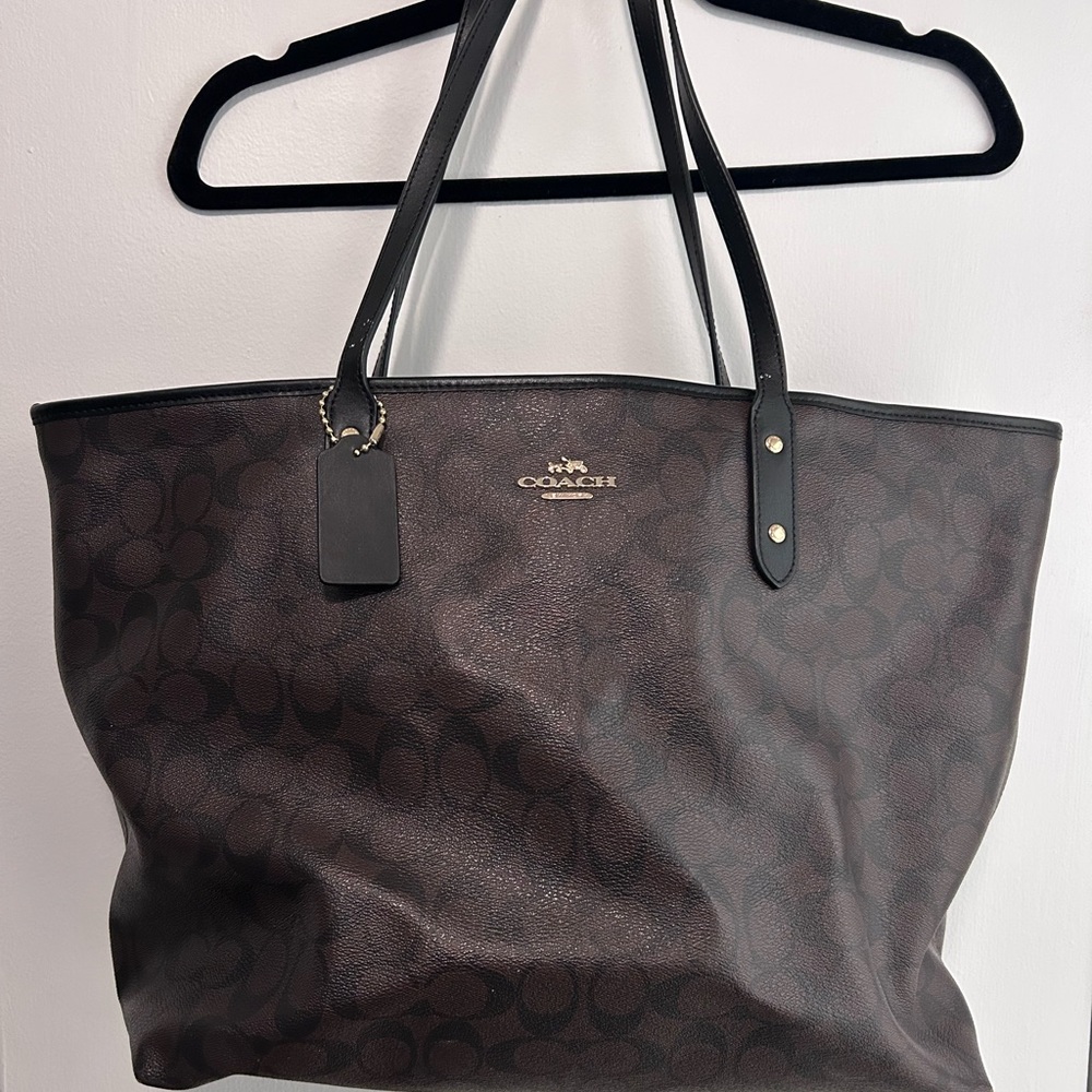 Coach Signature Dark Brown Tote